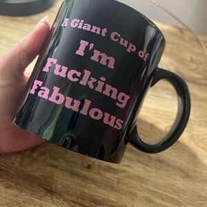 Black Mug with Pink Text